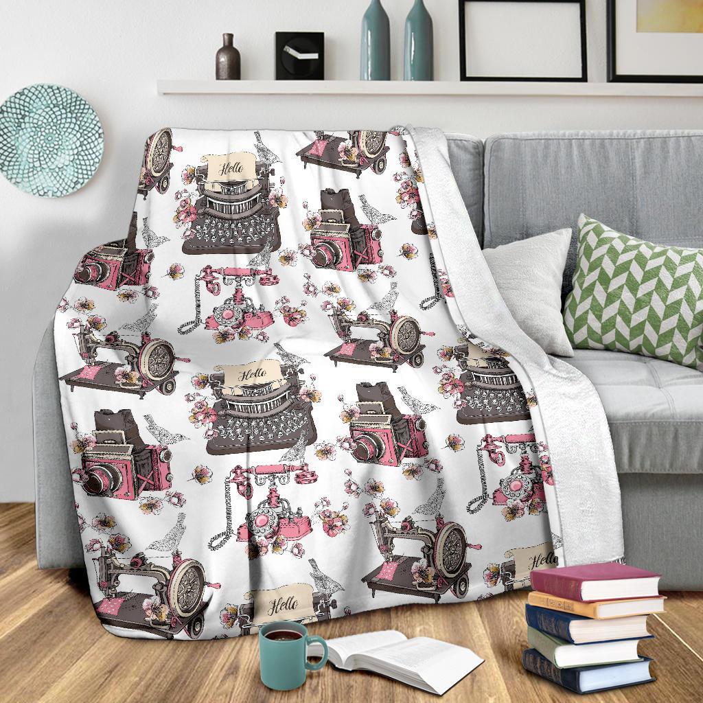 Sewing Machine Print Pattern Blanket-grizzshop