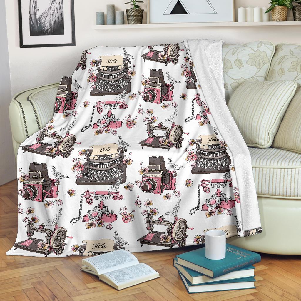 Sewing Machine Print Pattern Blanket-grizzshop