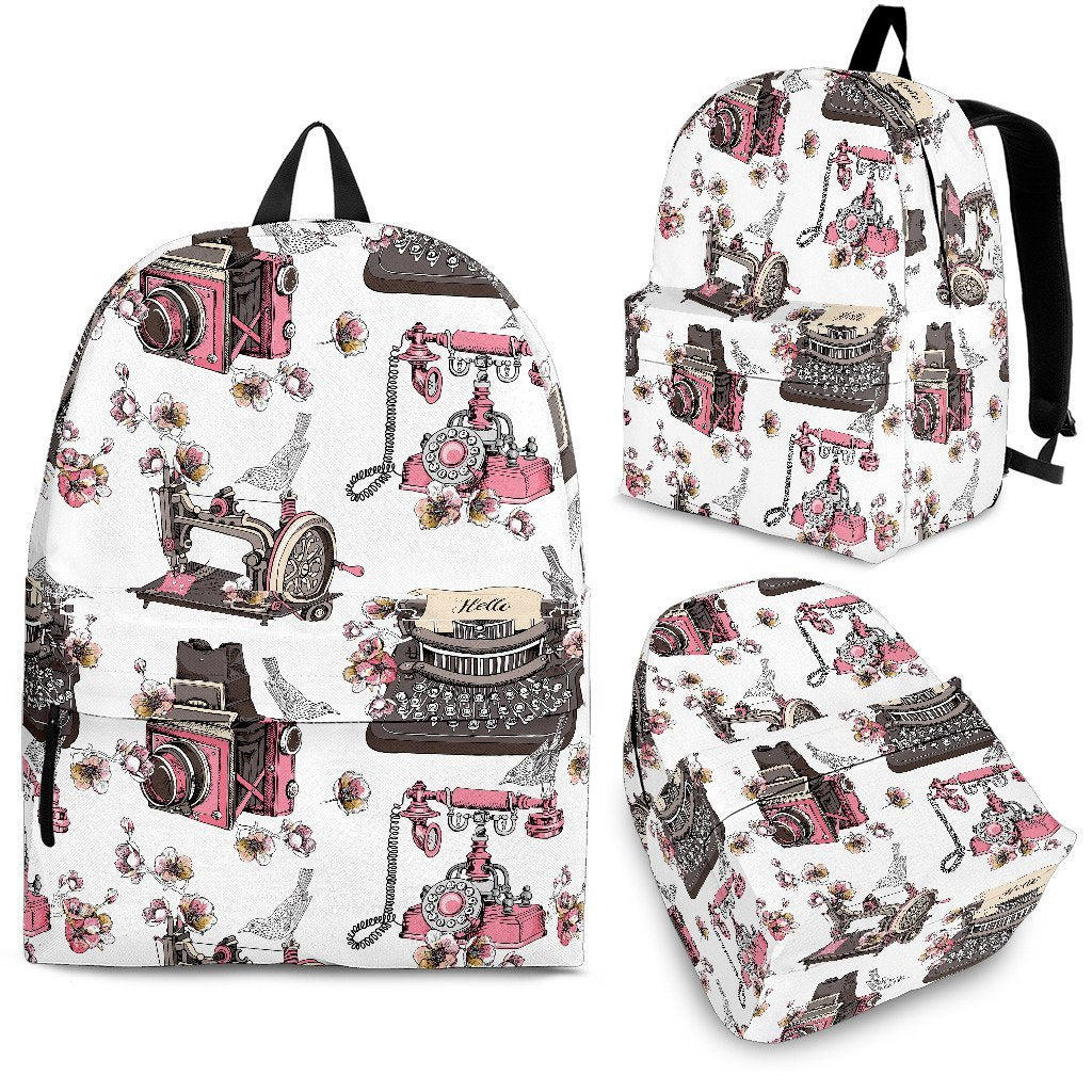 Sewing Machine Print Pattern Premium Backpack-grizzshop