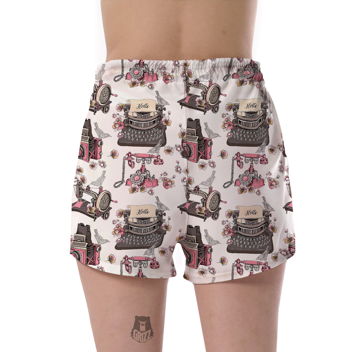 Sewing Machine Print Pattern Women's Shorts-grizzshop