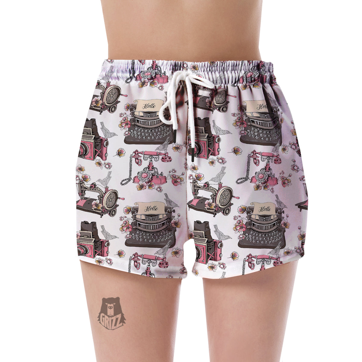 Sewing Machine Print Pattern Women's Shorts-grizzshop