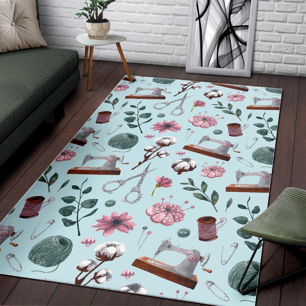Sewing Pattern Print Floor Mat-grizzshop