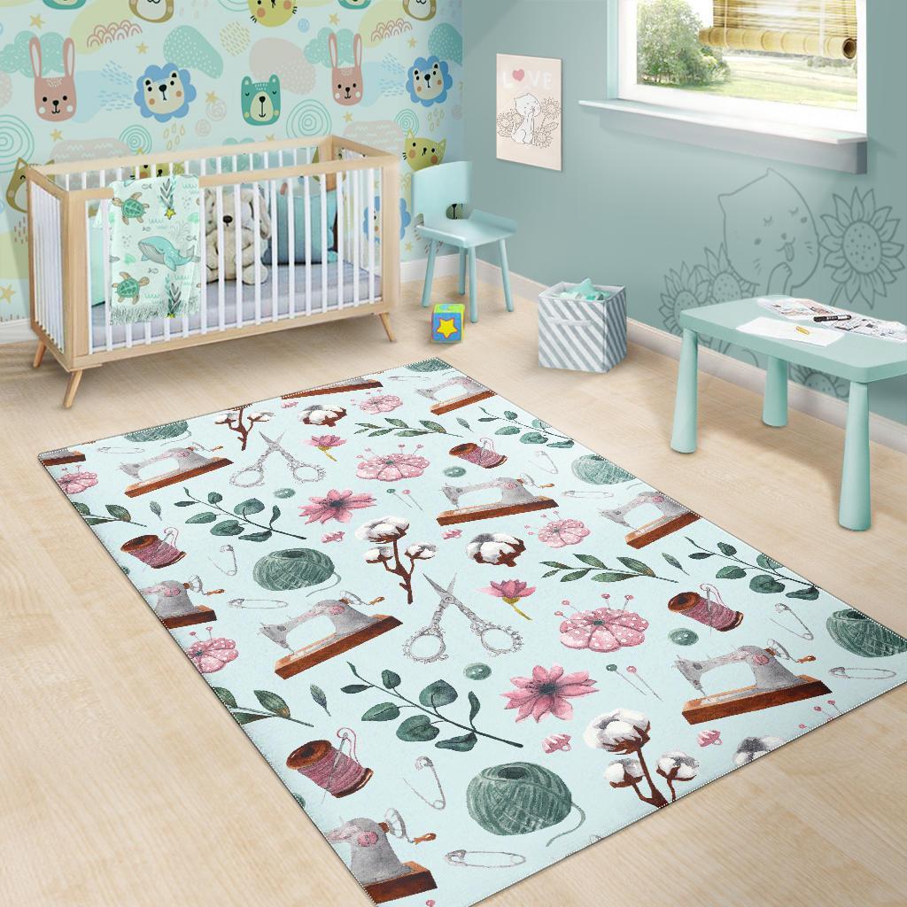 Sewing Pattern Print Floor Mat-grizzshop