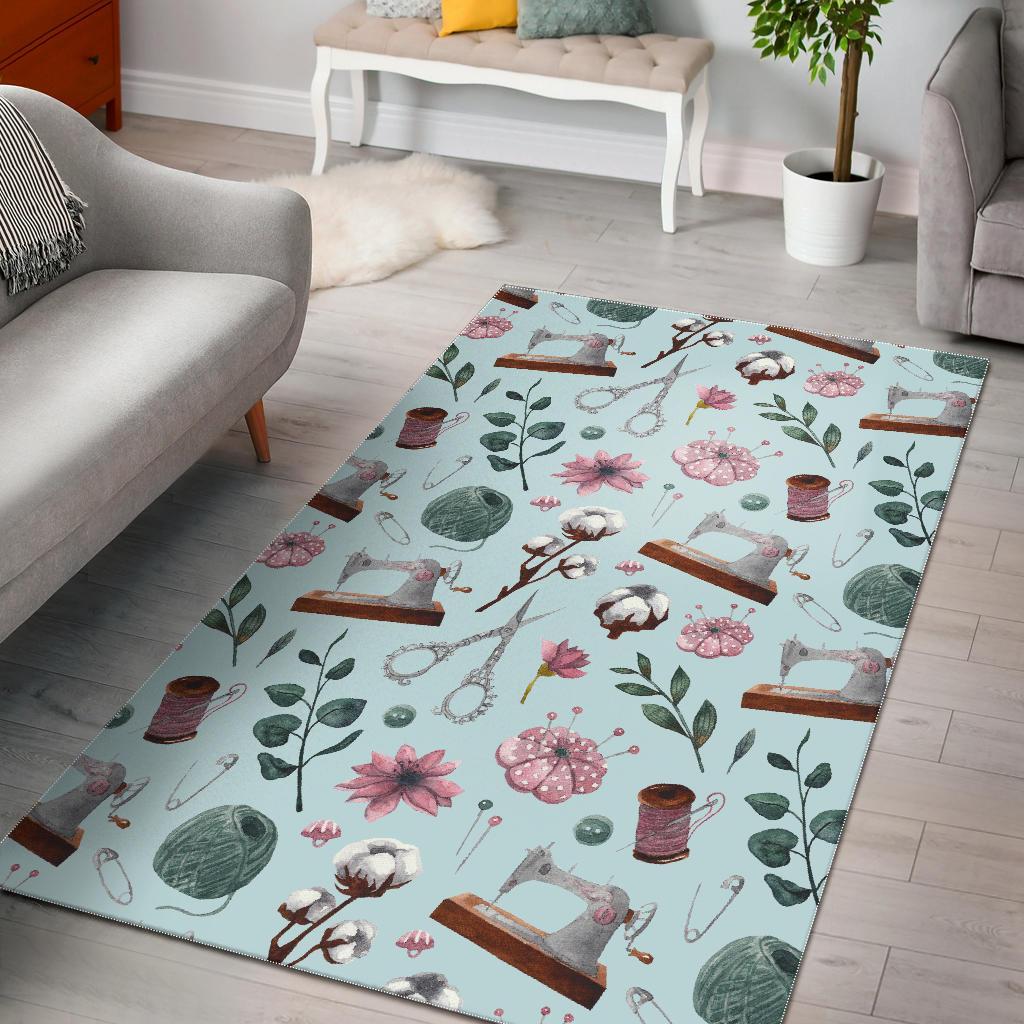 Sewing Pattern Print Floor Mat-grizzshop