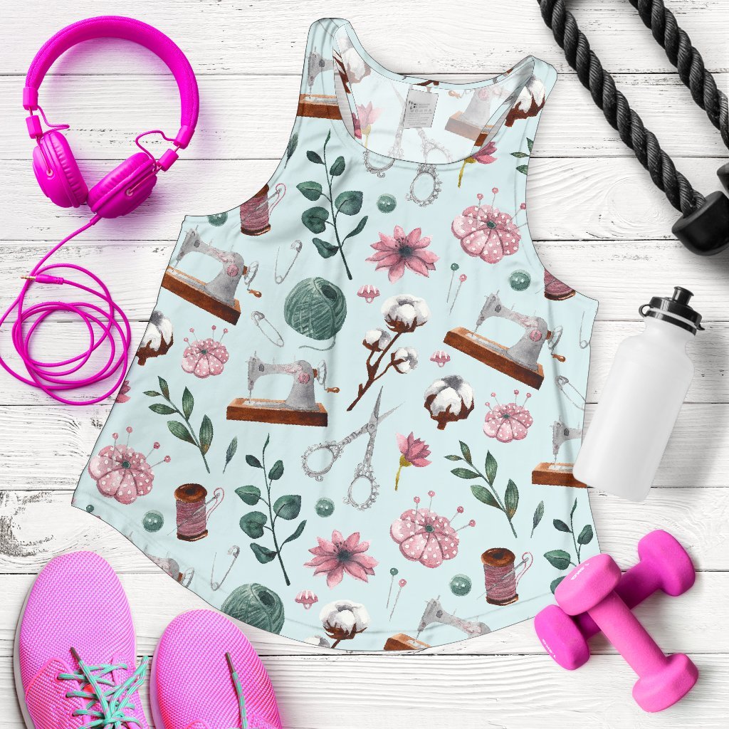 Sewing Pattern Print Women's Racerback Tank Tops-grizzshop