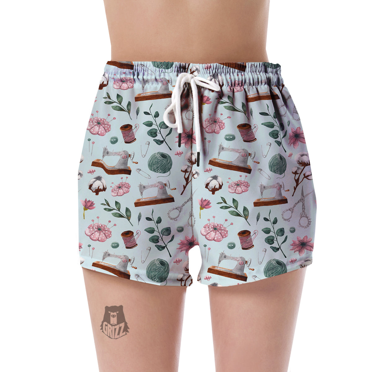 Sewing Pattern Print Women's Shorts-grizzshop