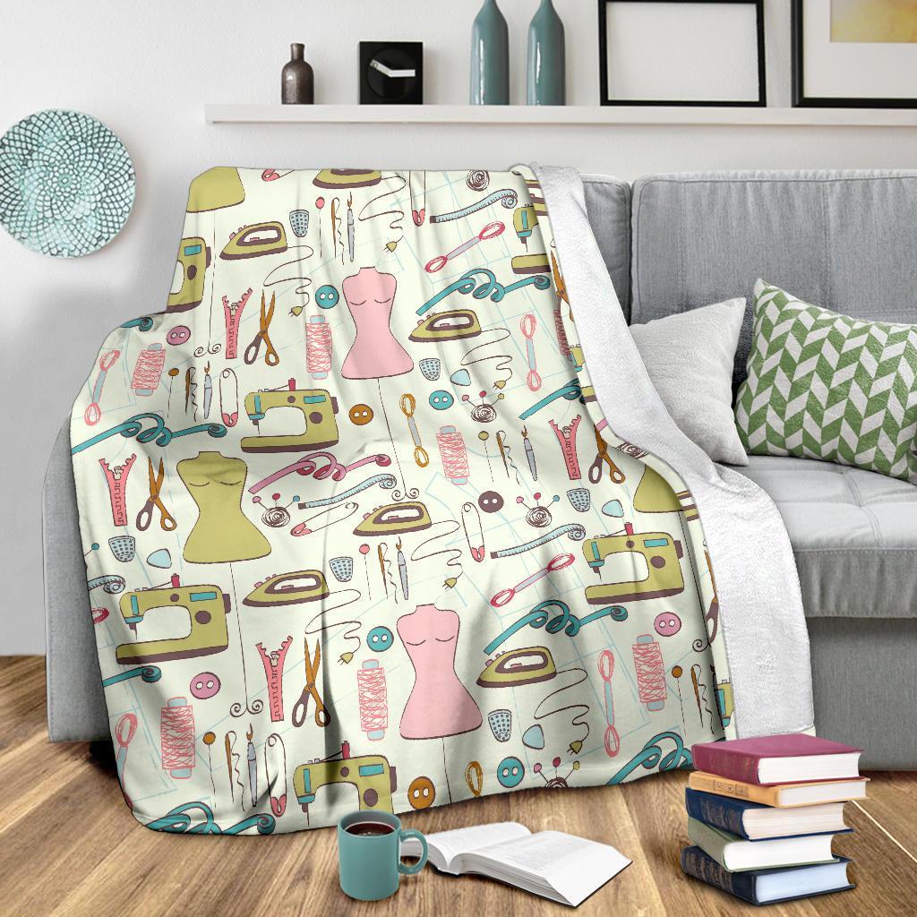 Sewing Print Pattern Blanket-grizzshop