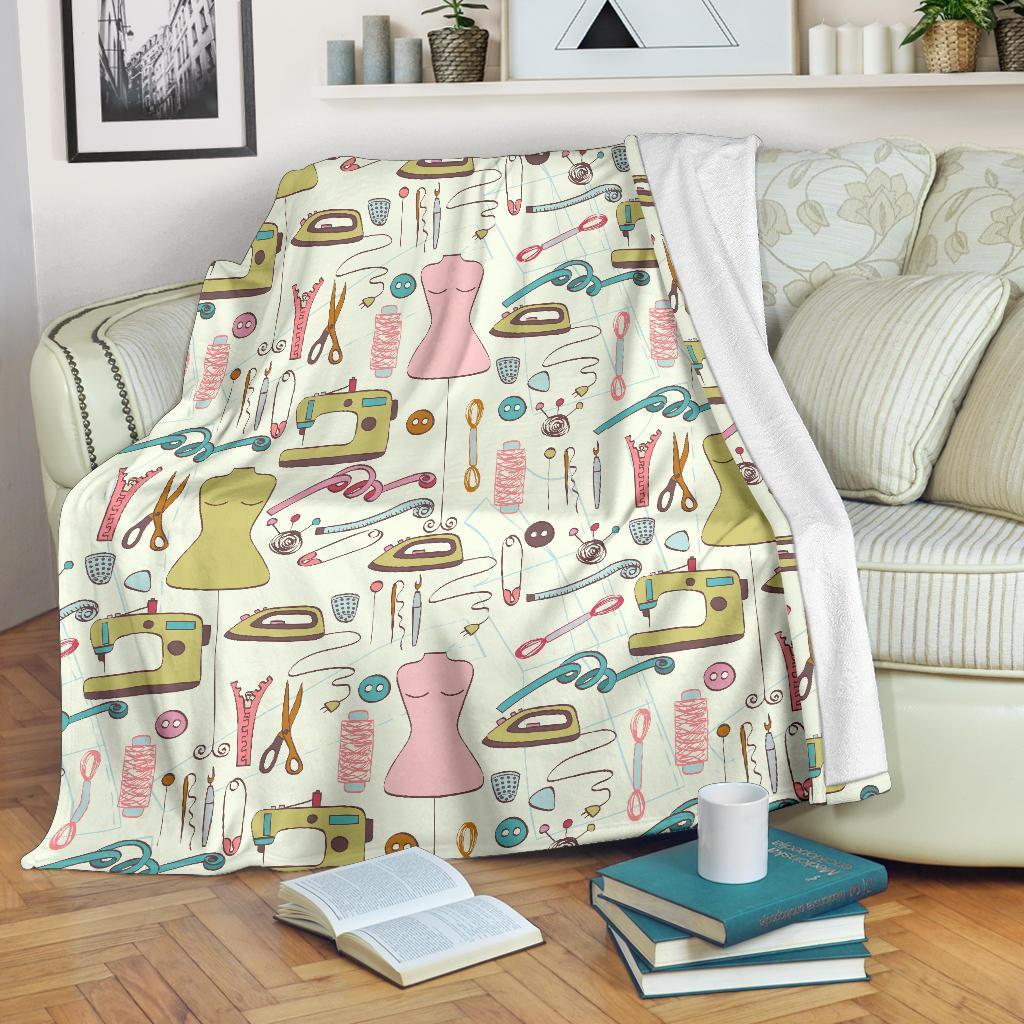 Sewing Print Pattern Blanket-grizzshop