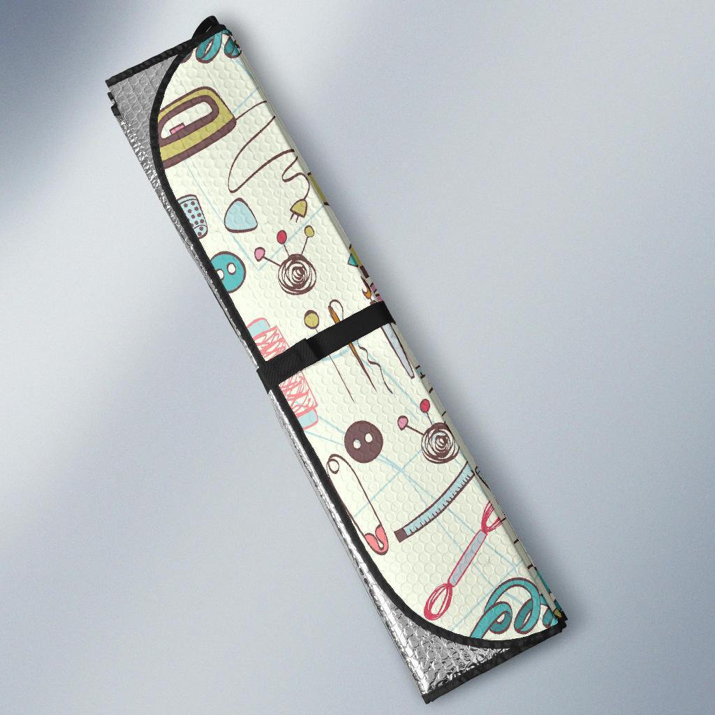 Sewing Print Pattern Car Sun Shade-grizzshop