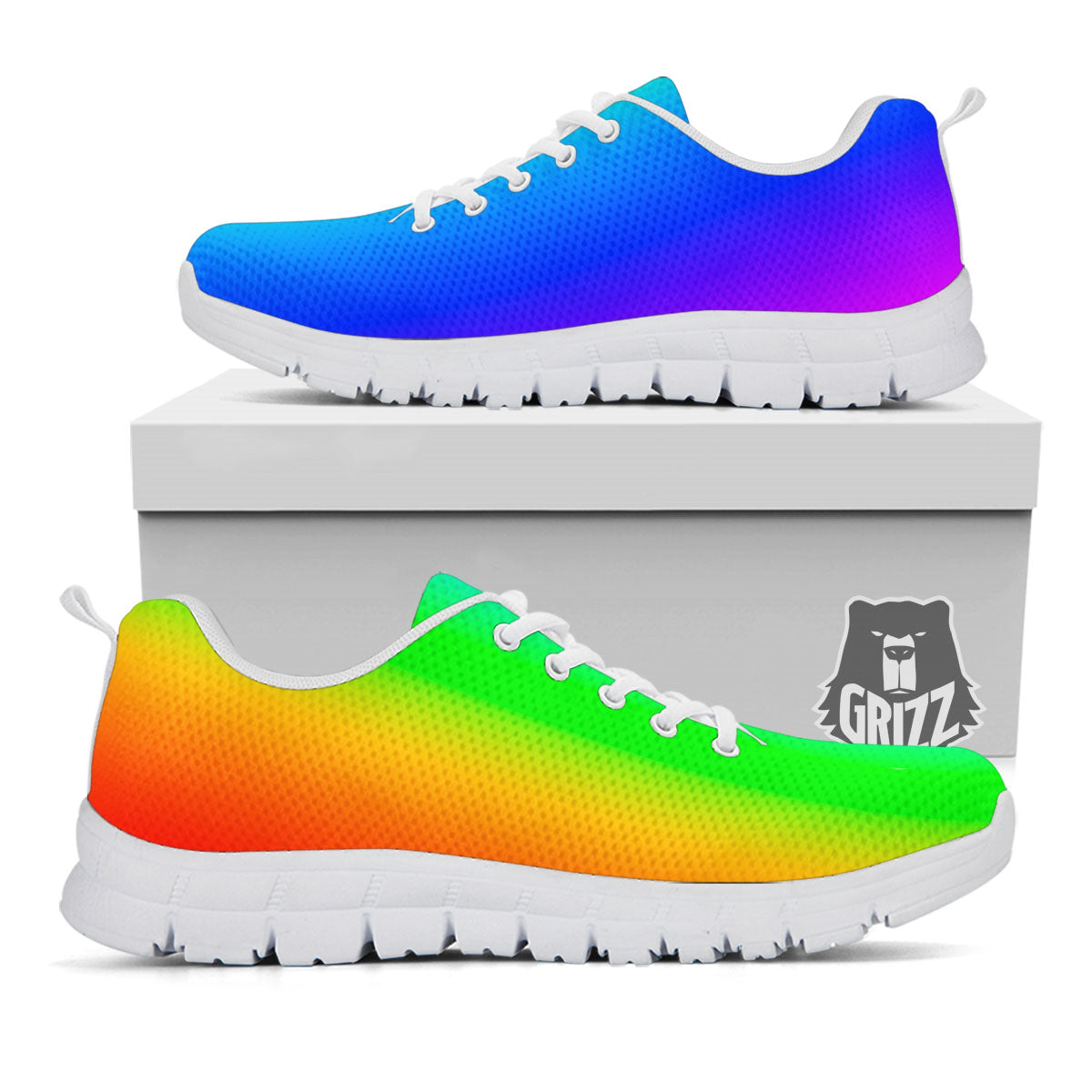 Shades Rainbow Print Pattern White Sneaker-grizzshop