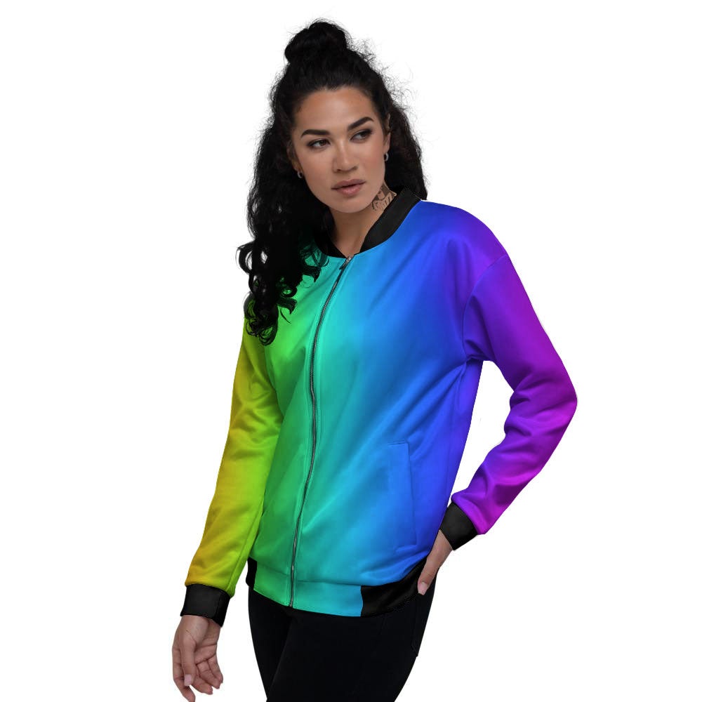 Shades Rainbow Print Pattern Women's Bomber Jacket-grizzshop