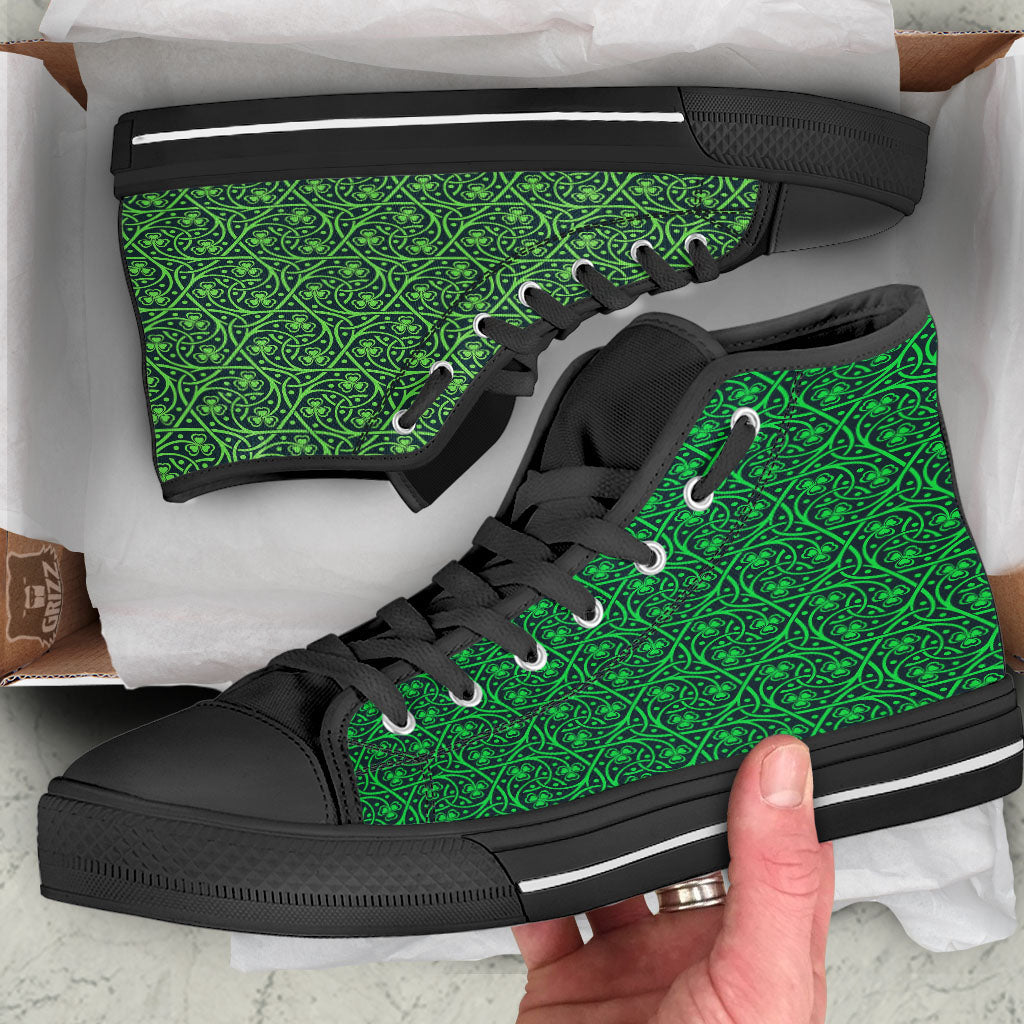 Shamrock Irish Print Pattern High Top Shoes-grizzshop