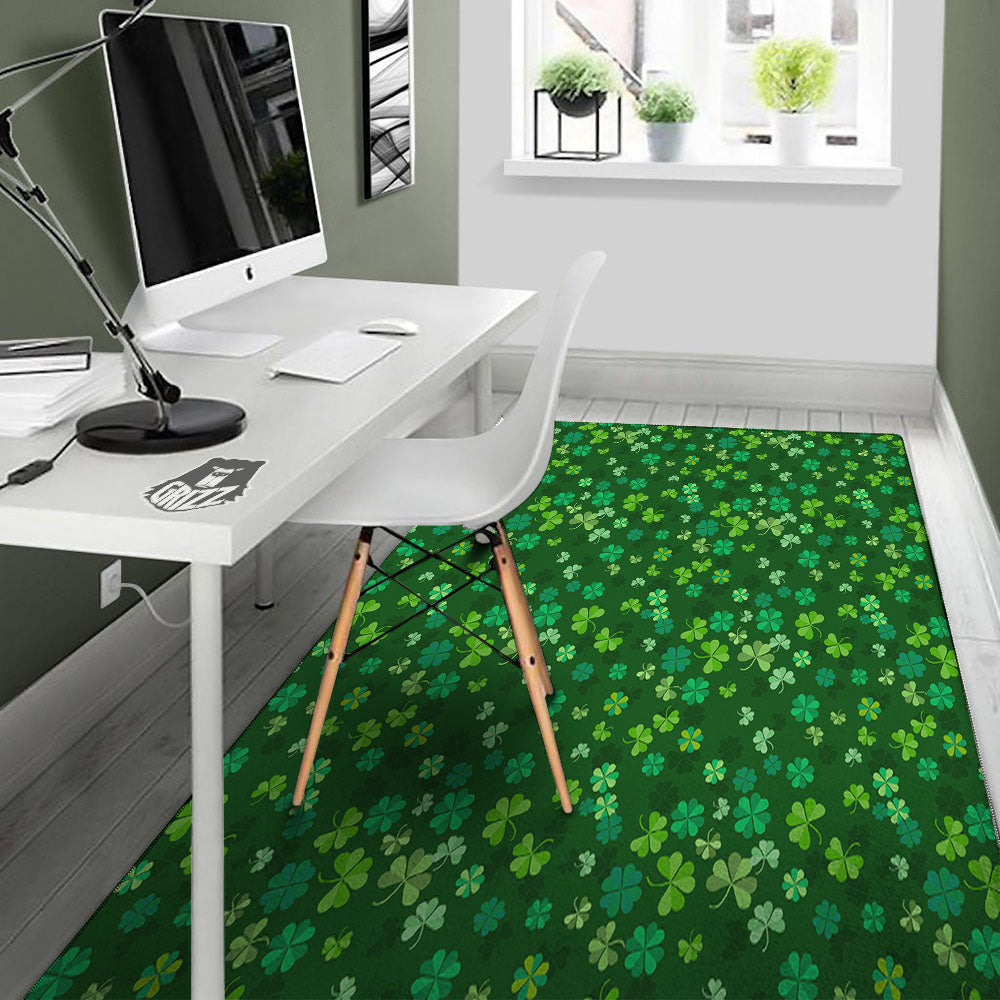 Shamrock Leaf Green Print Pattern Floor Mat-grizzshop
