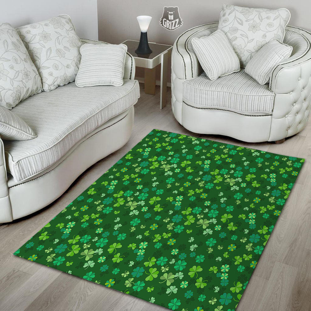 Shamrock Leaf Green Print Pattern Floor Mat-grizzshop