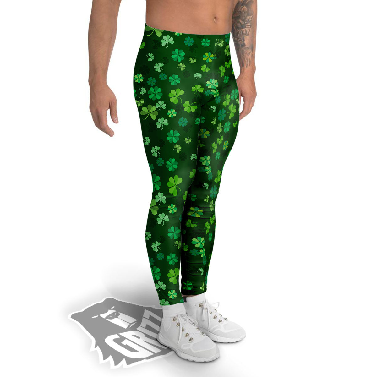 Shamrock Leaf Green Print Pattern Men's Leggings-grizzshop