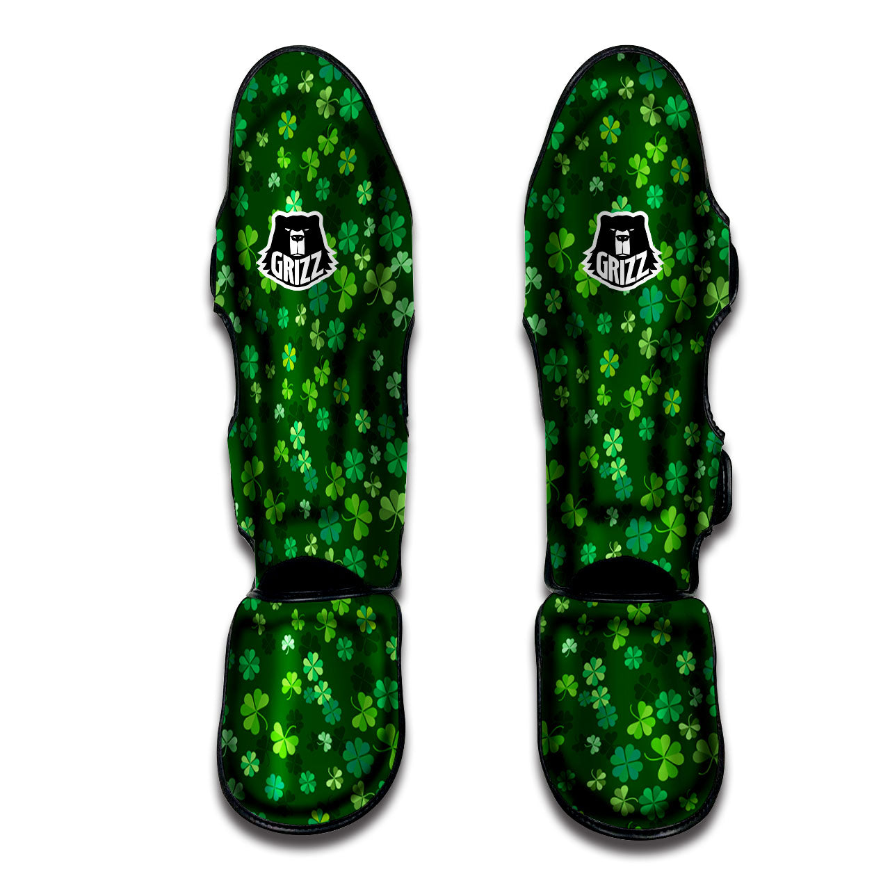 Shamrock Leaf Green Print Pattern Muay Thai Shin Guards-grizzshop
