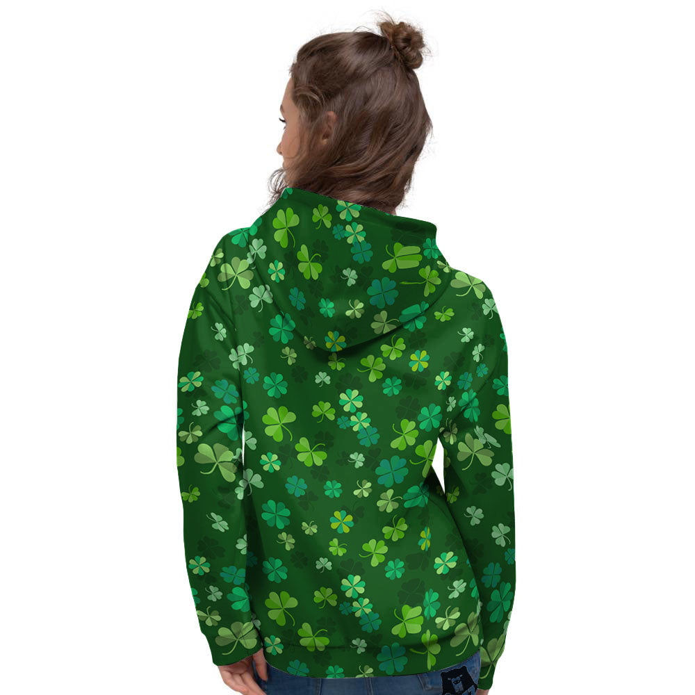 Shamrock Leaf Green Print Pattern Women's Hoodie-grizzshop