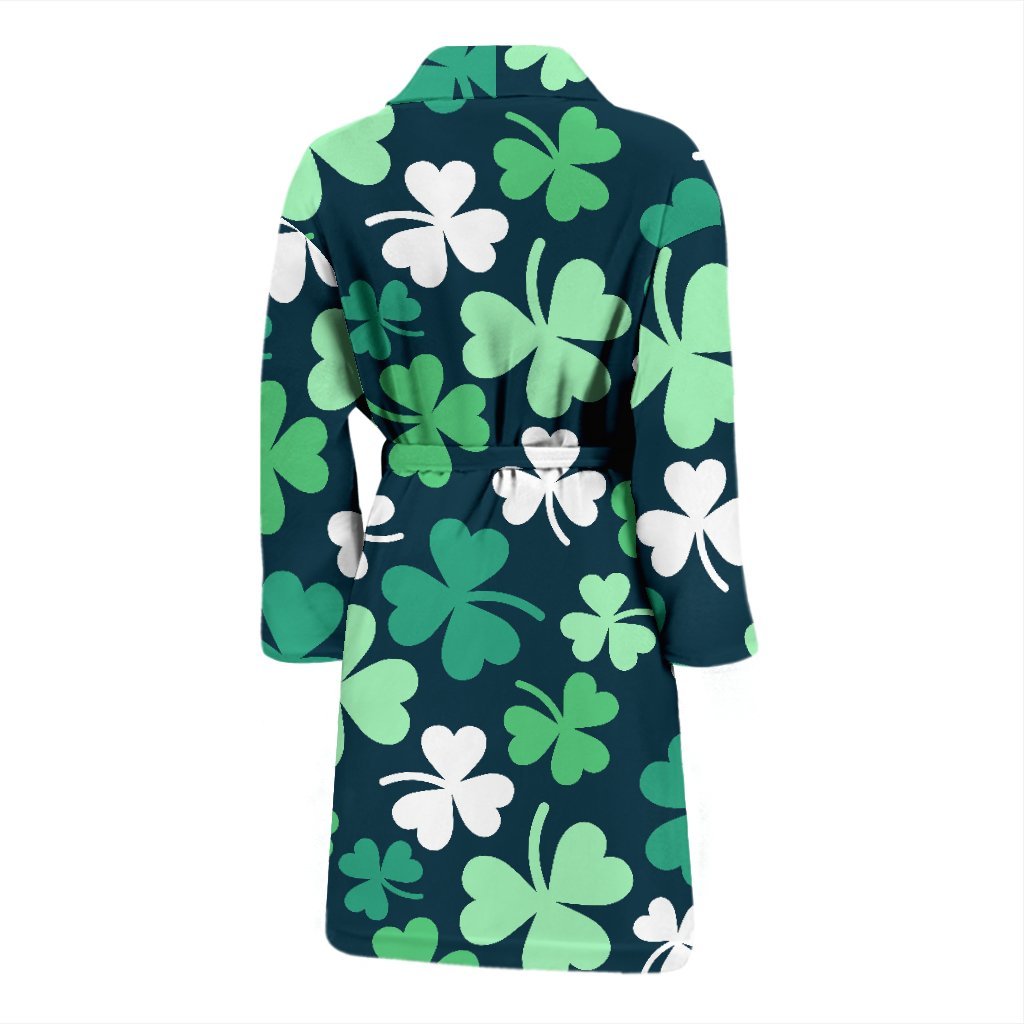 Shamrock Pattern Print Men Long Robe-grizzshop