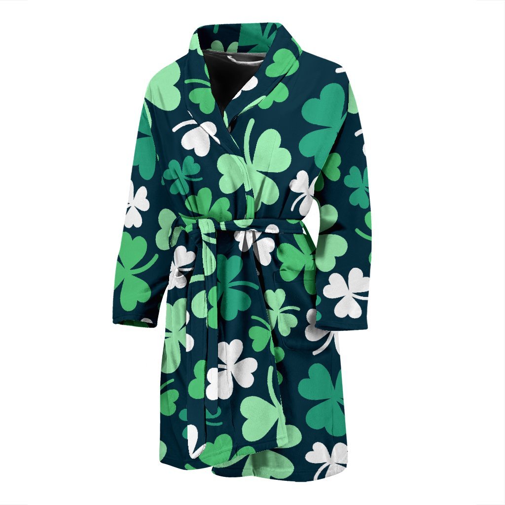Shamrock Pattern Print Men Long Robe-grizzshop