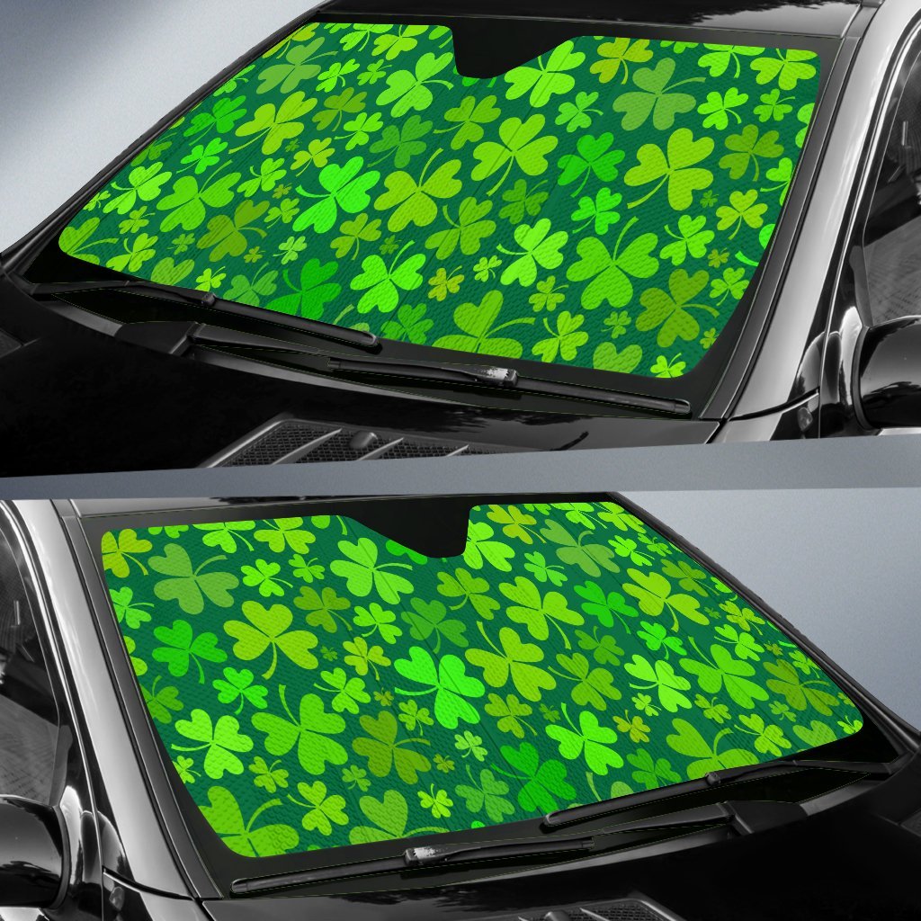 Shamrock St Patrick's Day Print Pattern Car Sun Shade-grizzshop