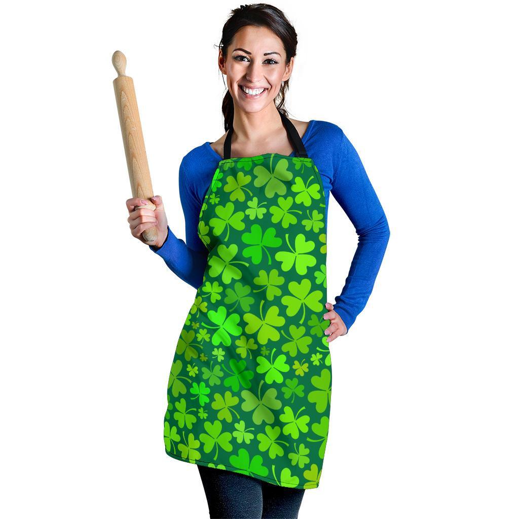 Shamrock St Patrick's Day Print Pattern Women's Apron-grizzshop