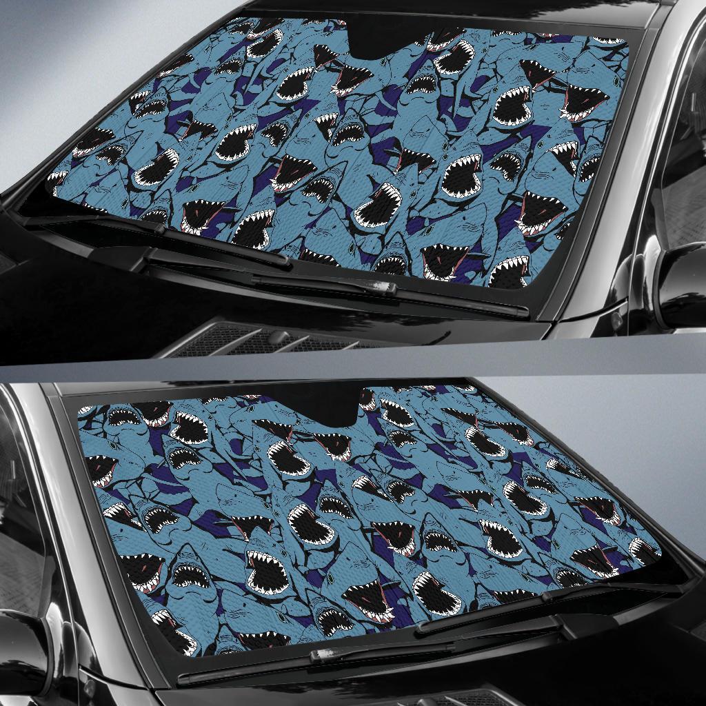Shark Circling Pattern Print Car Sun Shade-grizzshop