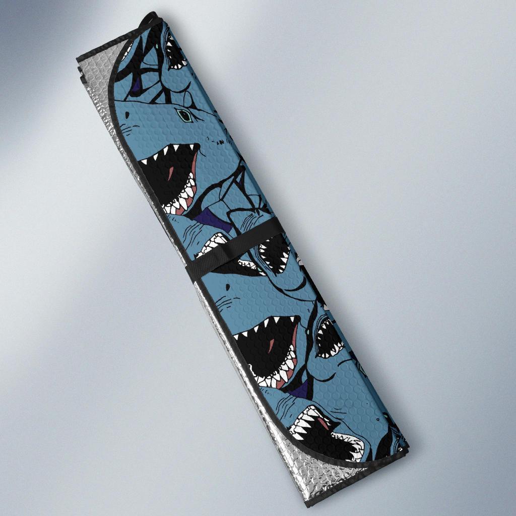 Shark Circling Pattern Print Car Sun Shade-grizzshop