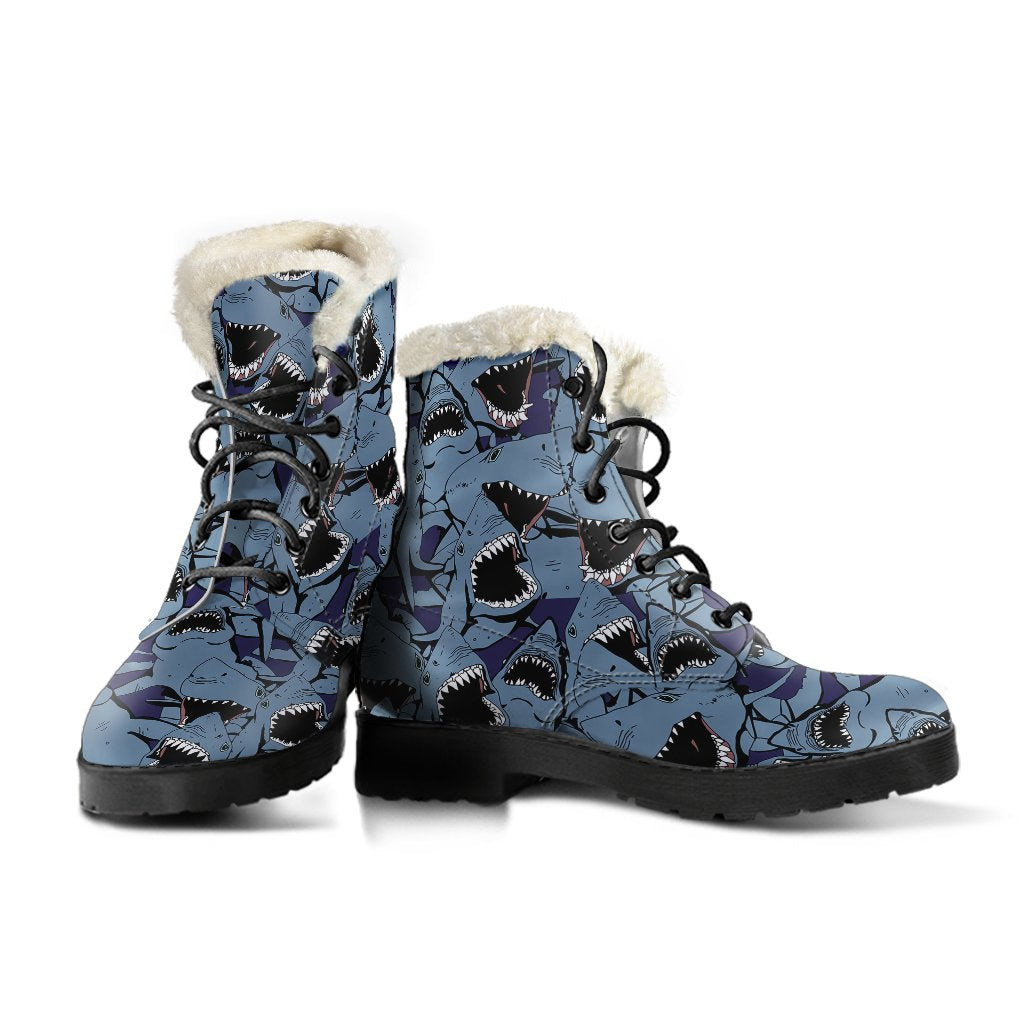 Shark Circling Pattern Print Comfy Winter Boots-grizzshop
