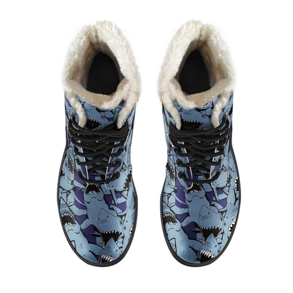 Shark Circling Pattern Print Comfy Winter Boots-grizzshop