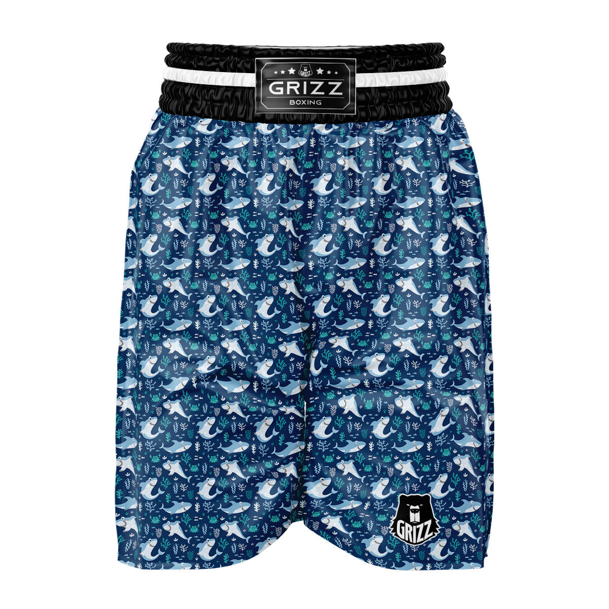 Shark Cute Print Pattern Boxing Shorts-grizzshop