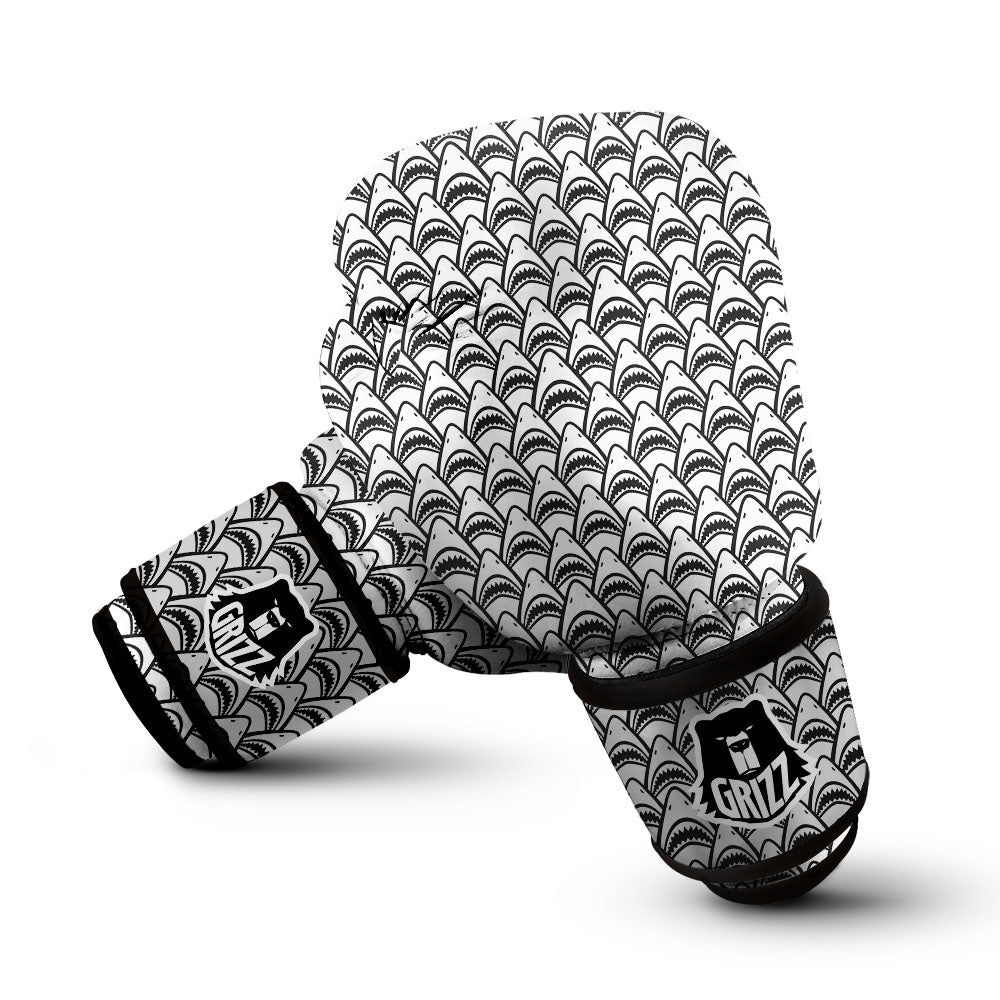 Shark Doodle Print Pattern Boxing Gloves-grizzshop