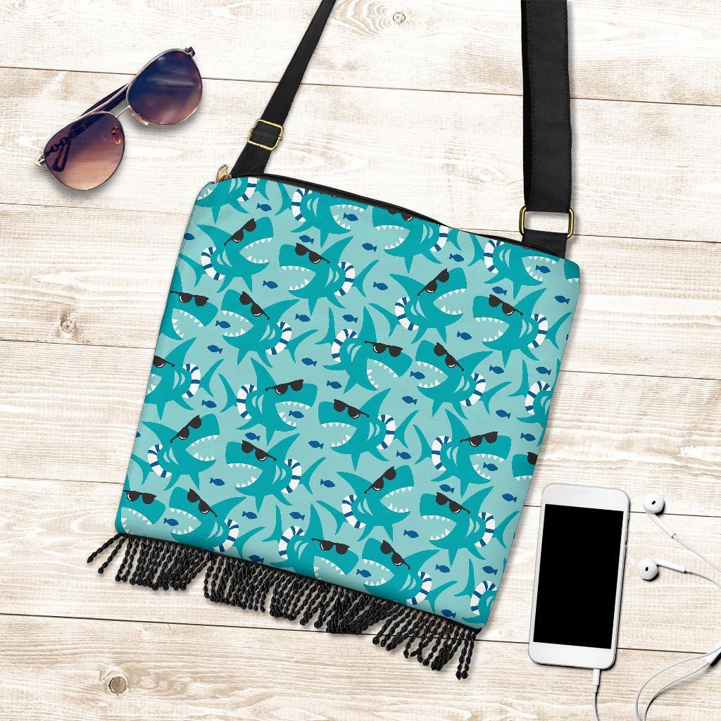 Shark Pattern Print Crossbody Bags-grizzshop
