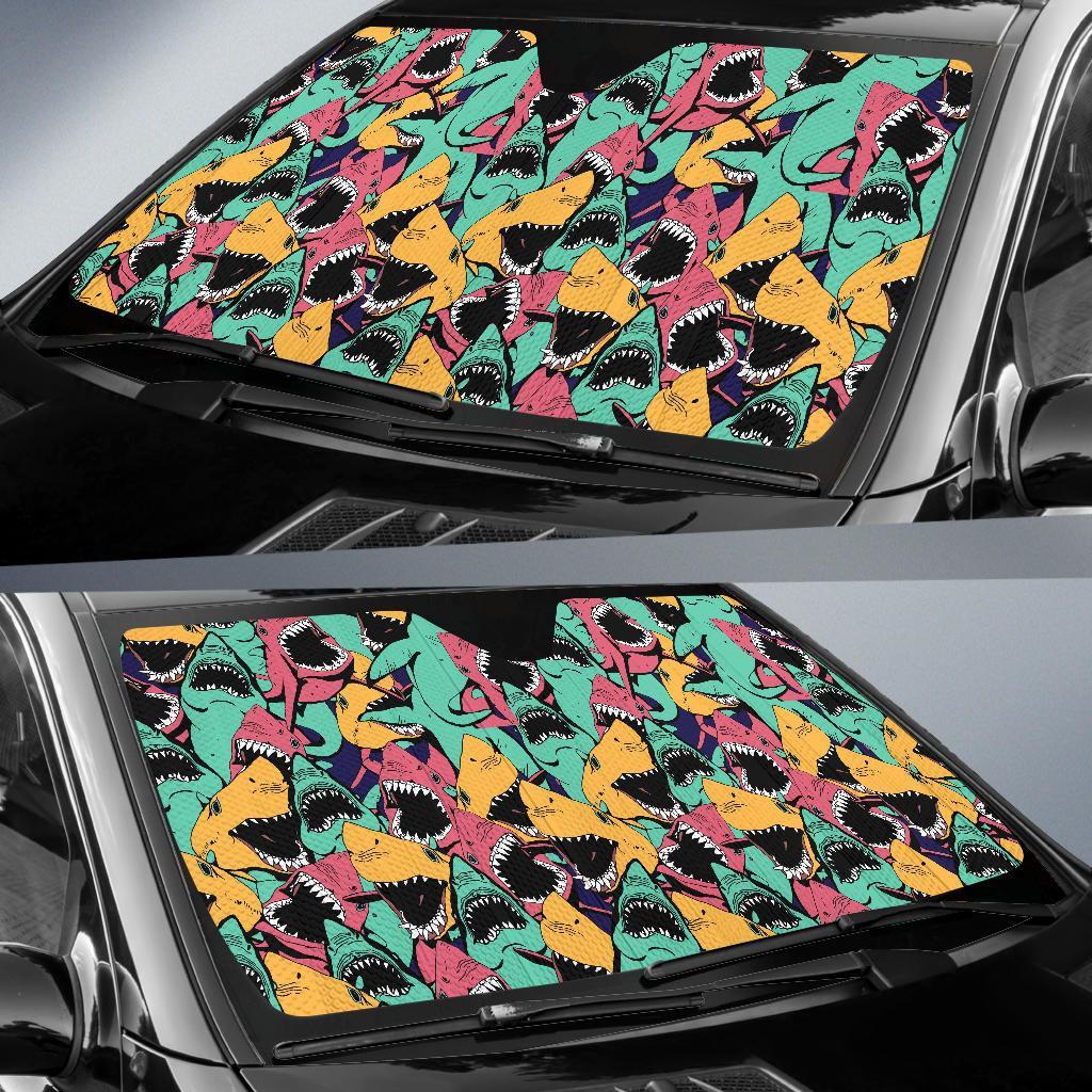 Shark Print Pattern Car Sun Shade-grizzshop