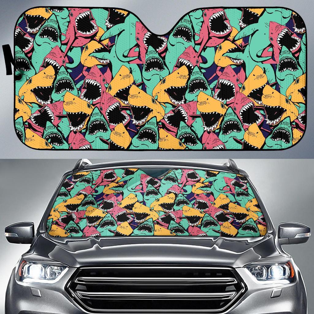 Shark Print Pattern Car Sun Shade-grizzshop