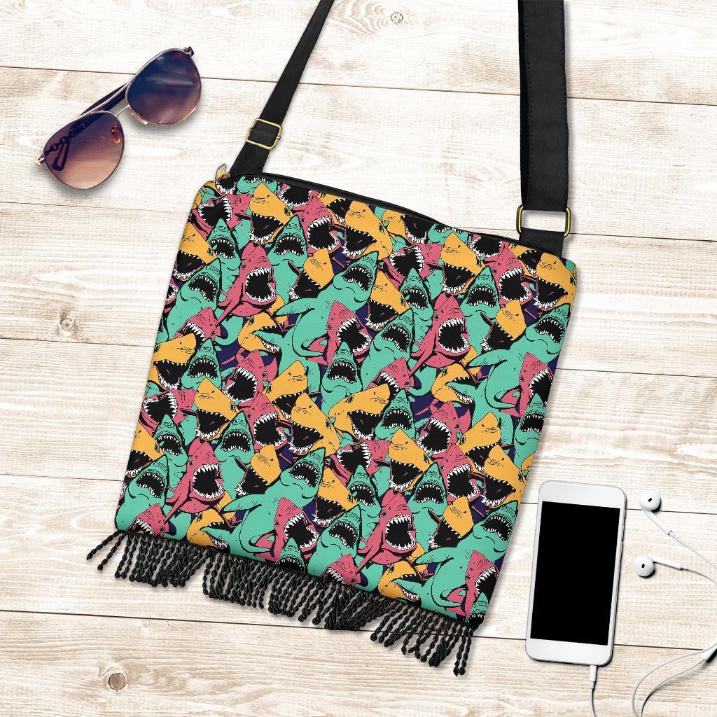 Shark Print Pattern Crossbody Bags-grizzshop