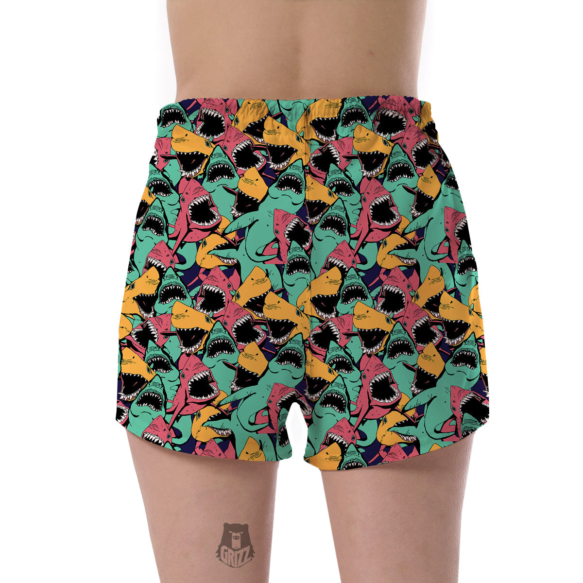 Shark Print Pattern Women's Shorts-grizzshop