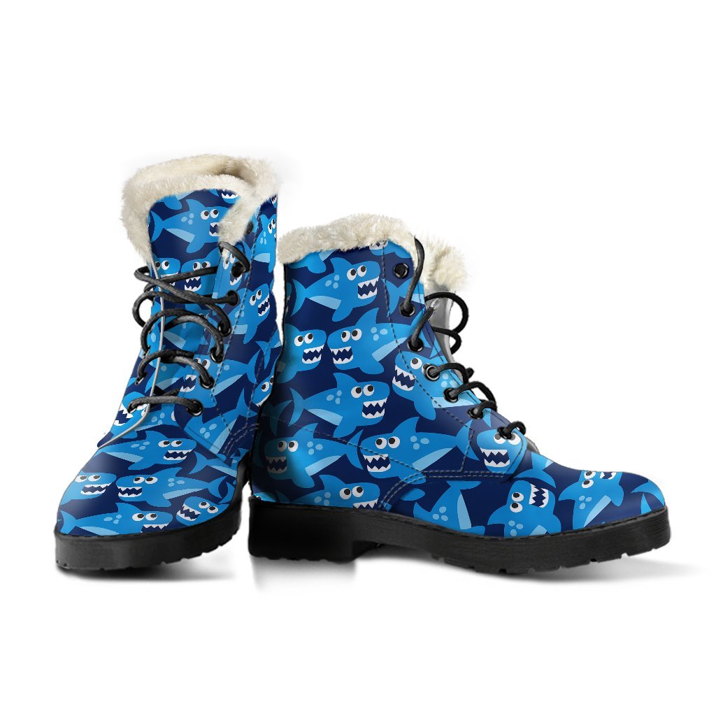 Shark Circling Cartoon Pattern Print Comfy Winter Boots-grizzshop