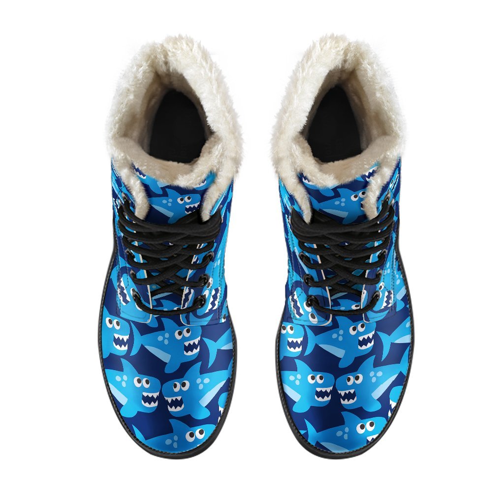 Shark Circling Cartoon Pattern Print Comfy Winter Boots-grizzshop