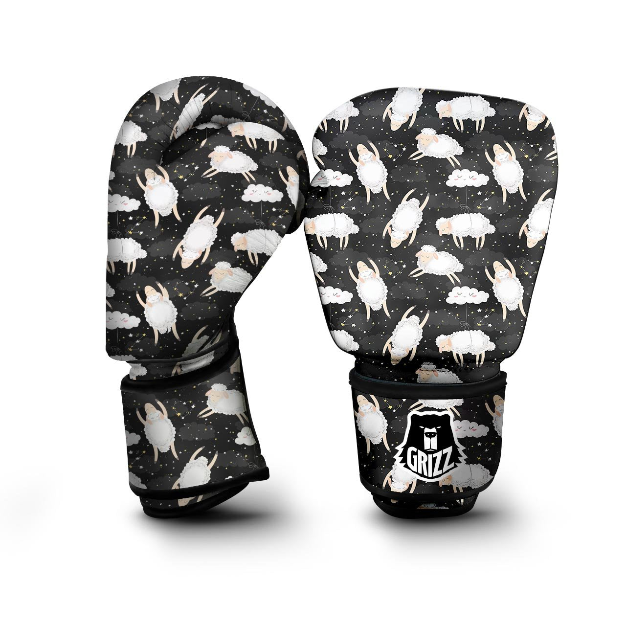 Sheep And Star Print Pattern Boxing Gloves-grizzshop