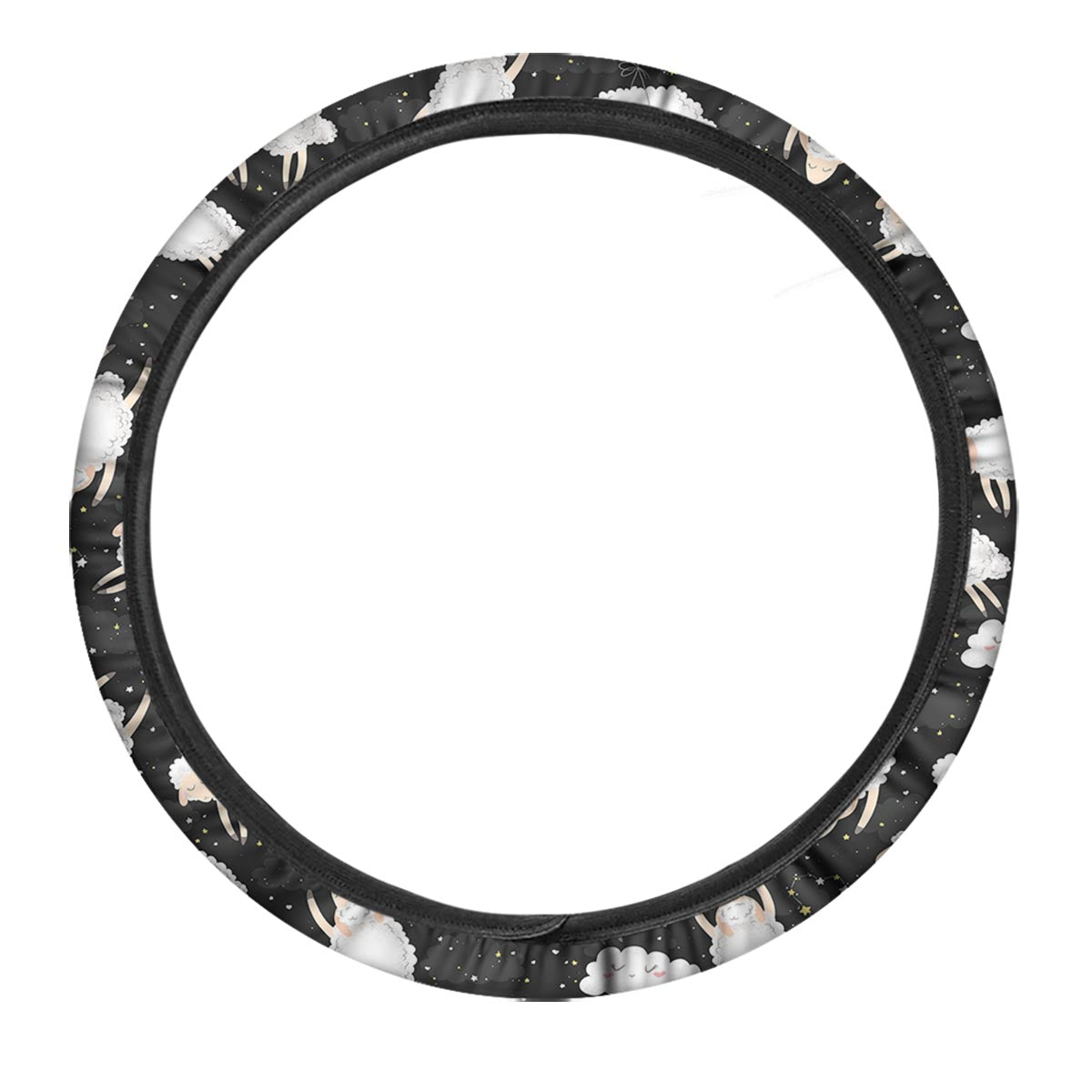 Sheep And Star Print Pattern Car Steering Wheel Cover-grizzshop