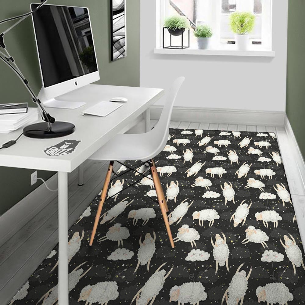 Sheep And Star Print Pattern Floor Mat-grizzshop