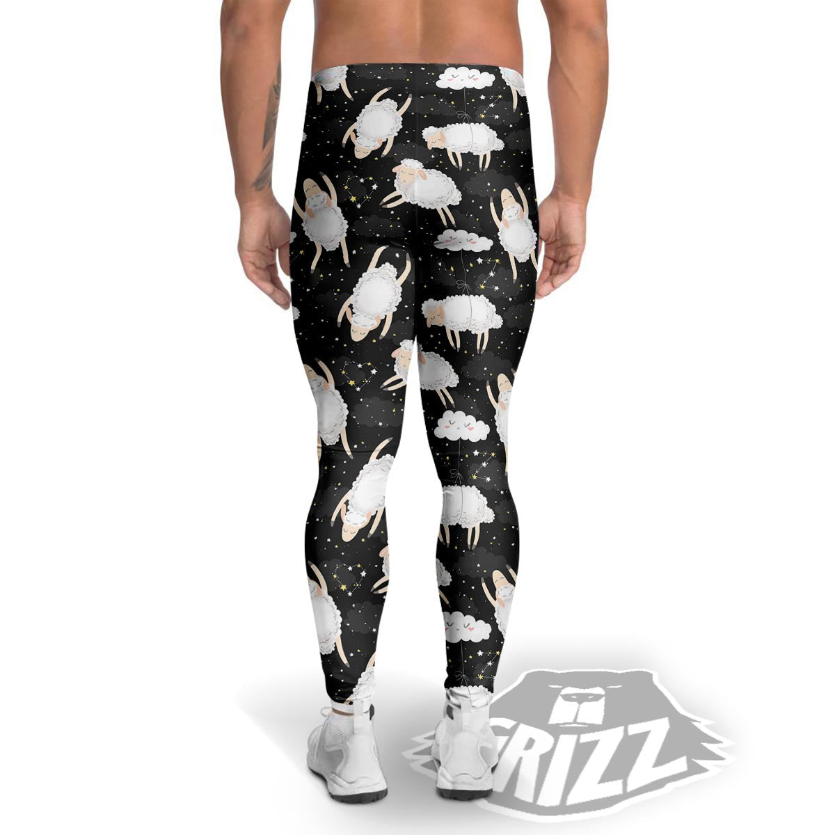 Sheep And Star Print Pattern Men's Leggings-grizzshop