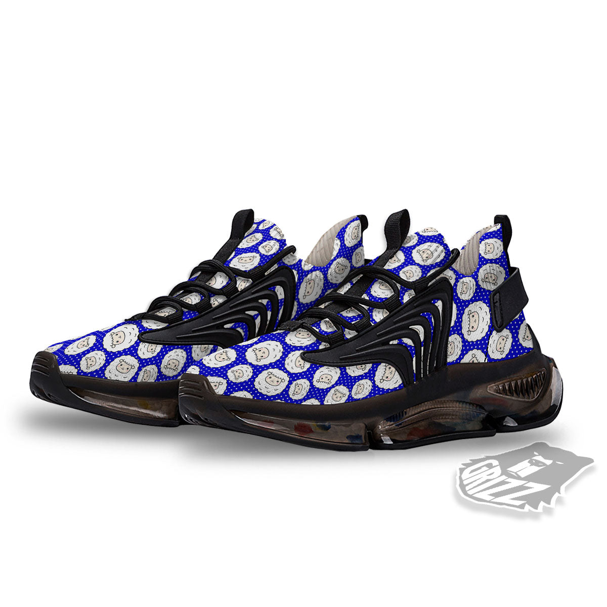 Sheep Cartoon Print Pattern Black Gym Shoes-grizzshop