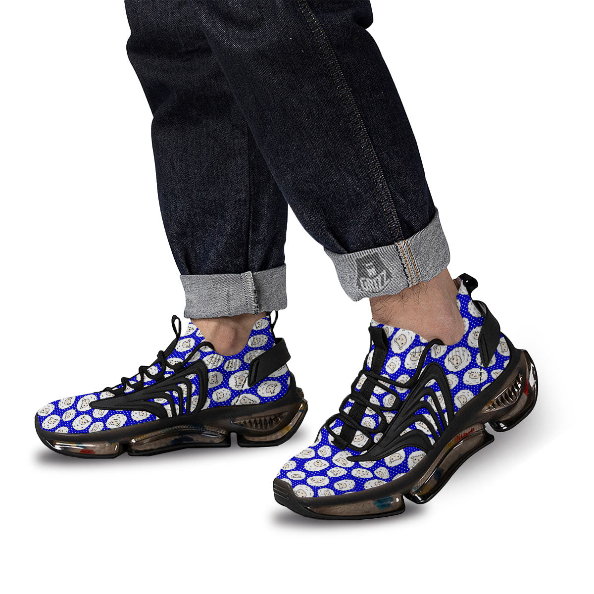 Sheep Cartoon Print Pattern Black Gym Shoes-grizzshop