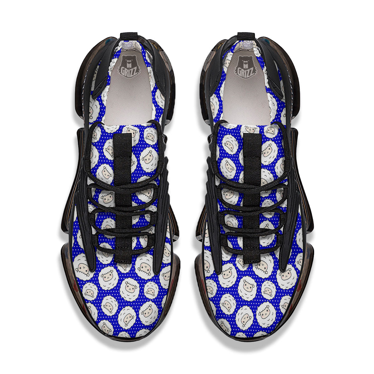 Sheep Cartoon Print Pattern Black Gym Shoes-grizzshop
