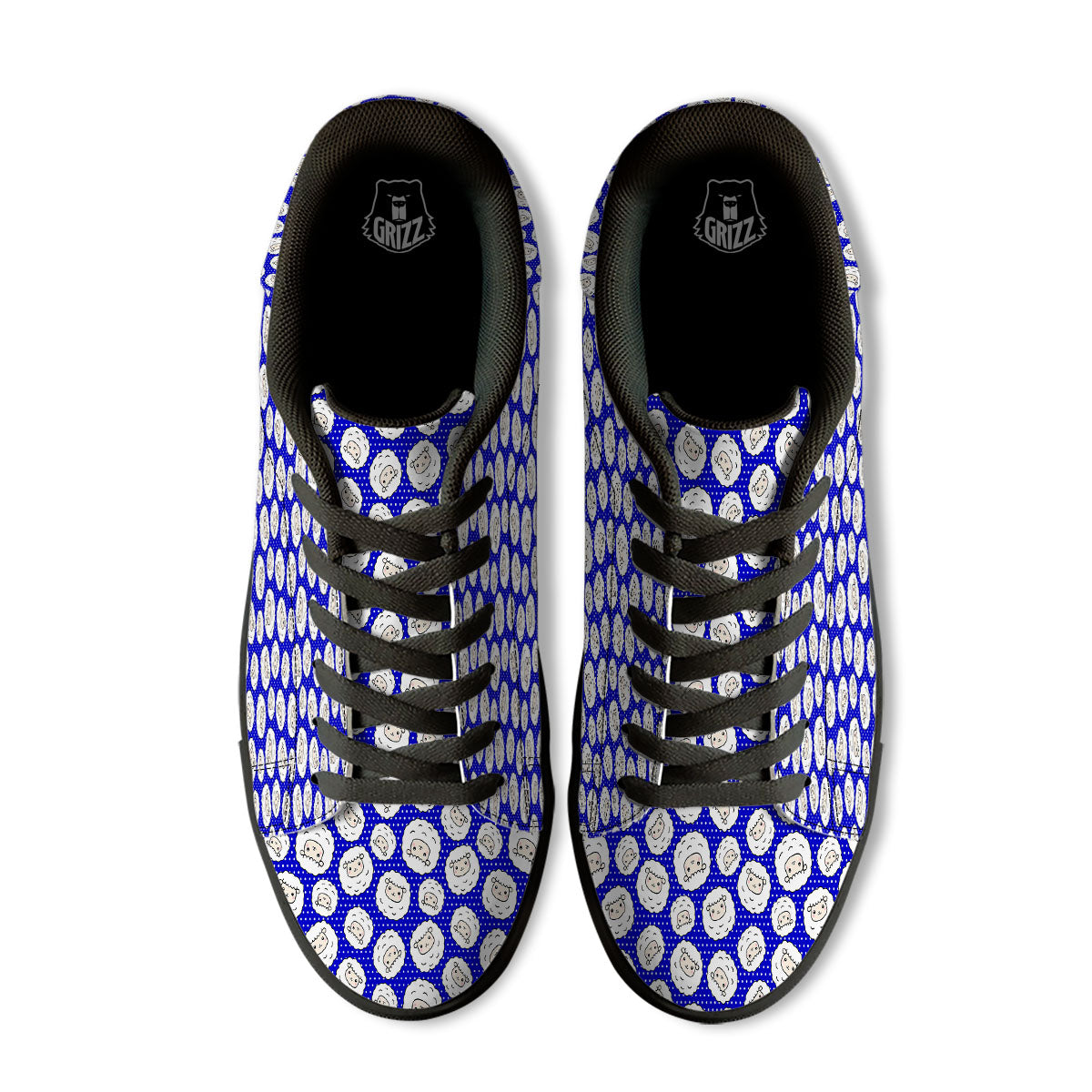 Sheep Cartoon Print Pattern Black Low Top Sneakers-grizzshop
