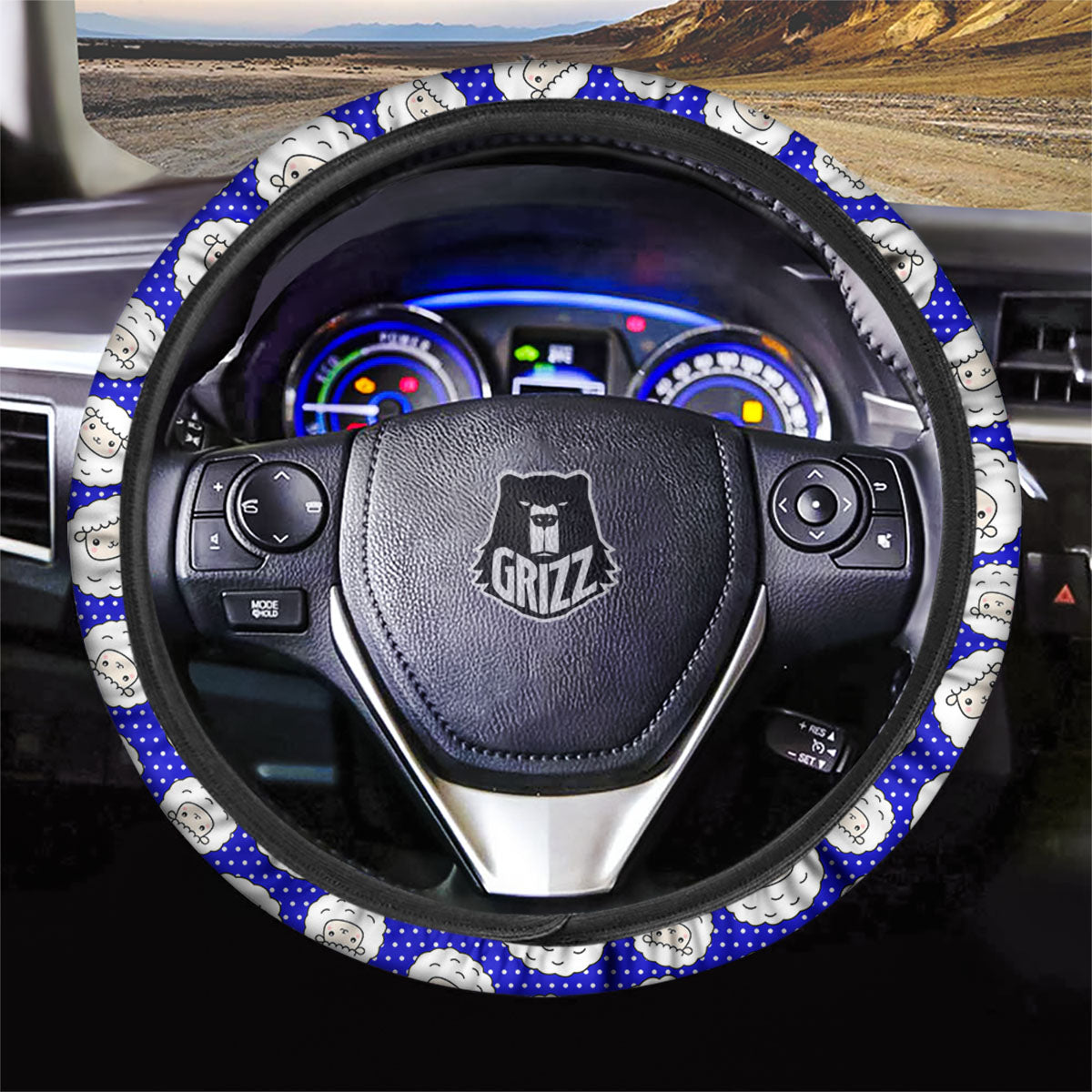 Sheep Cartoon Print Pattern Car Steering Wheel Cover-grizzshop