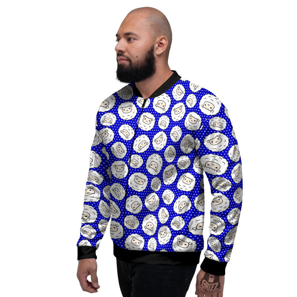 Sheep Cartoon Print Pattern Men's Bomber Jacket-grizzshop