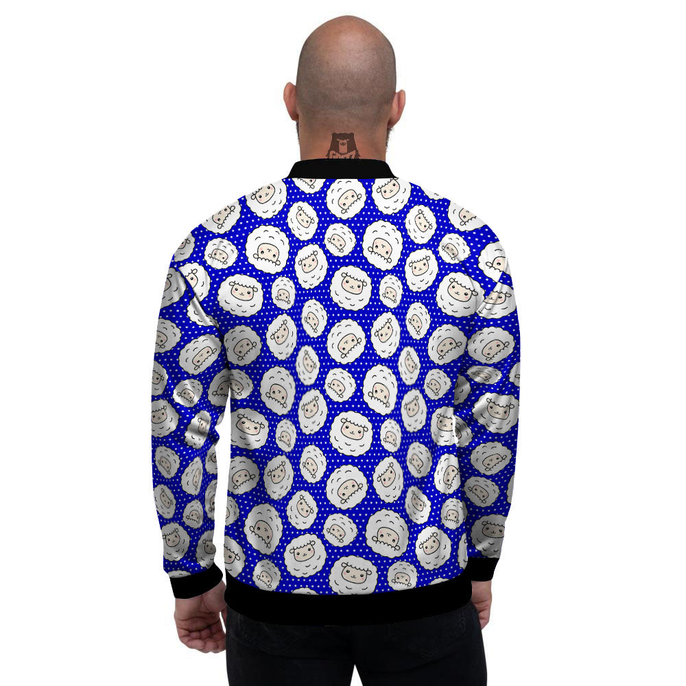 Sheep Cartoon Print Pattern Men's Bomber Jacket-grizzshop