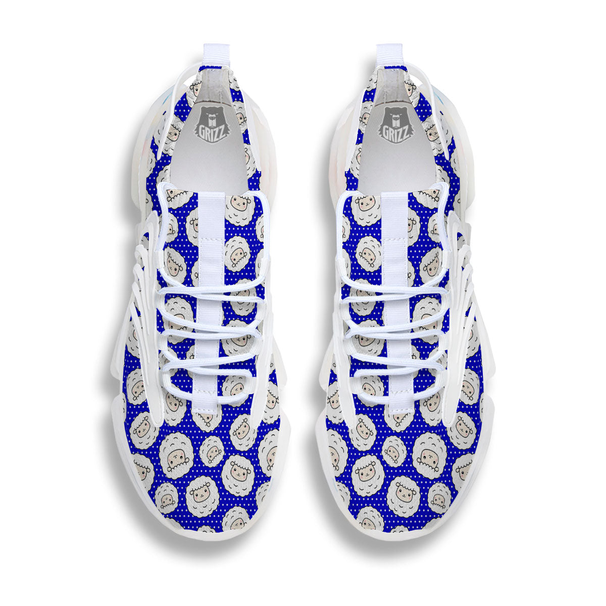 Sheep Cartoon Print Pattern White Gym Shoes-grizzshop